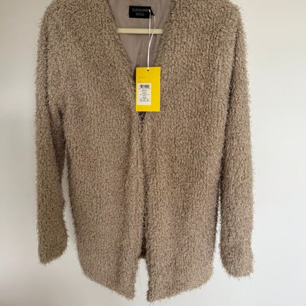 Fuzzy Beige Cardigan/Jacket Size M